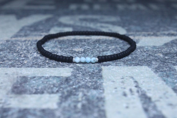 Larimar Bracelet, Mens Beaded Bracelet, Mens Jewelry, Mens Beaded bracelet, Husband Gift, Mens Gift, Boyfriend Gift, Gift for men bracelet