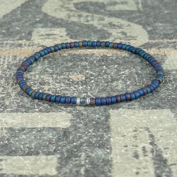 Aquamarine Bracelet, Mens Beaded Bracelet, Gemstone Bracelet, Husband Gift, Boyfriend Gift, Husband Gift, Couples Bracelet, Mens Bracelet
