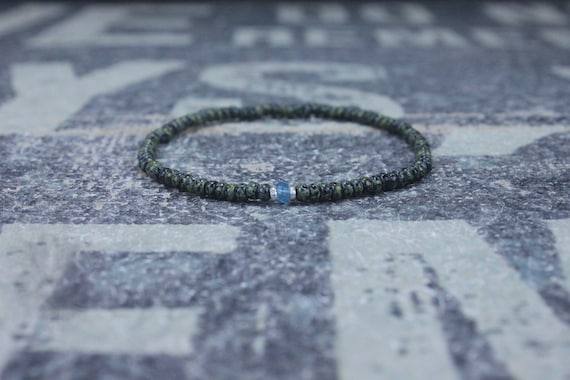 Gift for Men, Swiss Blue Topaz Mens Bracelet, Birthday Gift, Mens Birthstone, Gemstone bracelet, Minimalist Bracelet, Beaded Bracelet