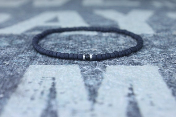 Black Spinel Bracelet for him Black Bracelet for husband Spinel jewelry gift for Men Boyfriend Gift for Husband Gift Spinel stone for him