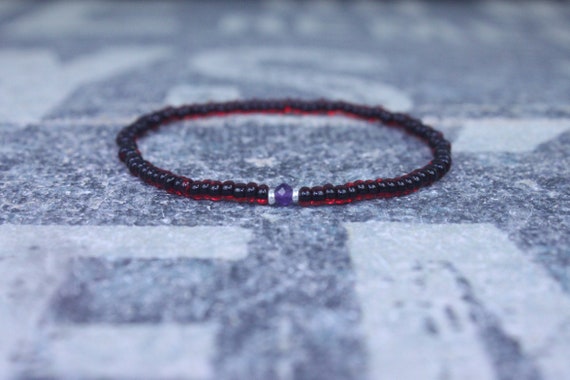 Amethyst Bracelet, Birthstone Bracelet, Gemstone Bracelet, Beaded Bracelet, gift for Men, Mens Gift, Bead Bracelet, Friendship Bracelet