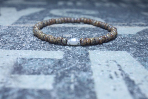 White Pearl bracelet, Mens Gift, Love Bracelet, Gift for Men, Boyfriend Gift, Husband Gift, Gift for Boyfriend, Gift for Husband, Couples