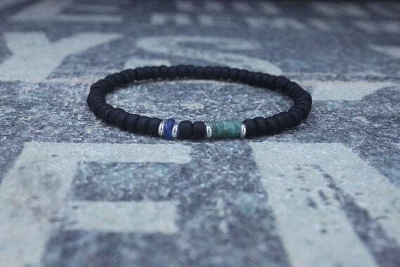 Blue Sapphire Bracelet Men, Mens Emerald Bracelet, Mens Jewelry, September birthstone, Boyfriend gift, Husband Gift, Mens Beaded Bracelet