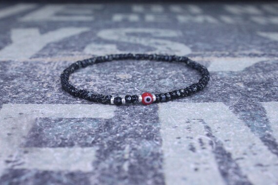 Black Tourmaline Bracelet, Mens Evil Eye Bracelet, Gifts for Men, Mens Anniversary, Birthday Gift, Mens October birthstone Boyfriend Gift