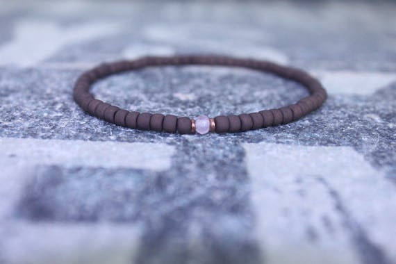 Mens rose quartz bracelet - Mens love enhancer - Healing jewelry - Sead Bead men, Mens gift for him Husband Gift , Mens Seed Bead