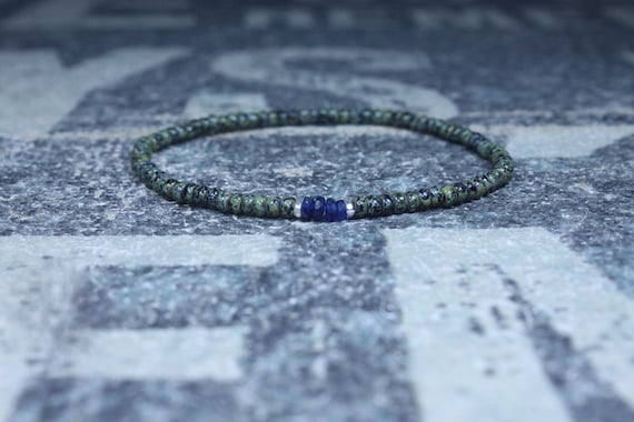 Blue Sapphire Bracelet for Men Precious Stone Jewelry Gift for Men Genuine Sapphire Bracelet Natural Sapphire Anniversary Gift for Him S1