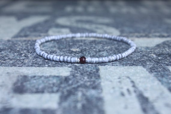 Garnet Bracelet, Mens Bracelet, Mens Beaded Bracelet, Minimalist Jewelry, Mens Gift, Gift for Him, Beaded Bracelet, Bracelet Men, Bracelet