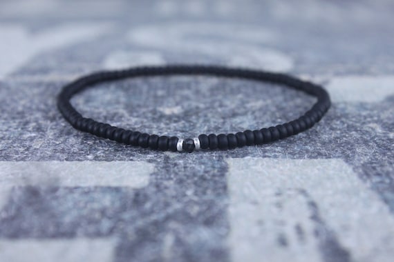 Black Tourmaline Bracelet, Mens Jewelry, Minimalist Bracelet, Gifts for Men, Anniversary, Birthday Gift, October birthstone Boyfriend Gift