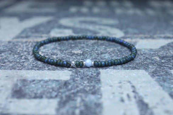 Opal Bracelet, Blue Opal, Mens Jewelry, Boho Bracelet, Minimalist Bracelet, Mens Gift, Boyfriend Gift, Gift for Men