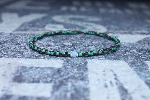 Opal Bracelet, Peruvian Blue Opal, Mens Jewelry, Boho Bracelet, Minimalist Bracelet, Mens Gift, Boyfriend Gift, Gift for Men