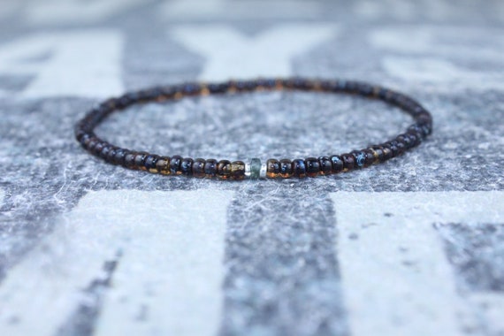 Grey Sapphire Bracelet, Mens Bracelet, Mens Jewelry, Mens Gift, September birthstone, Boyfriend gift, Husband Gift, Mens Beaded Bracelet