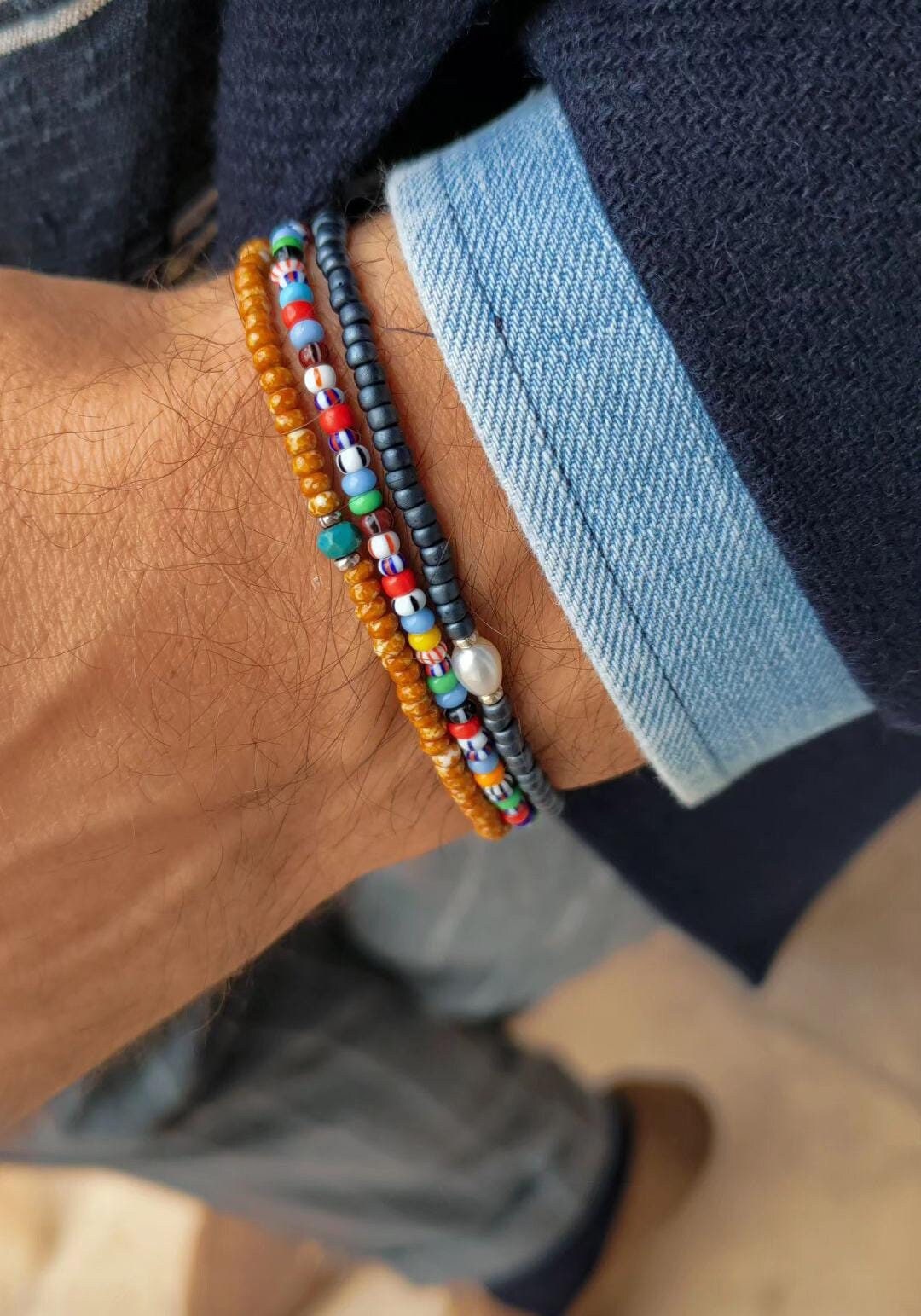 Mens Turquoise Bracelet Pearl Bracelet Multicolor Bracelet Colorful Bracelet Men Mens Gifts Bead Bracelet for Men Mens Bracelet Set Etsy