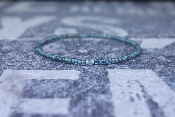 Sky Blue Topaz Bracelet, Birthday Gift, Mens Birthstone, Mens Gift, Mens Bracelet, Minimalist Bracelet, Beaded Bracelet