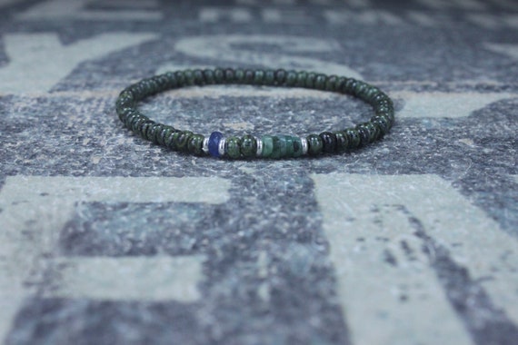 Blue Sapphire Bracelet Men, Mens Emerald Bracelet, Mens Jewelry, September birthstone, Boyfriend gift, Husband Gift, Mens Beaded Bracelet