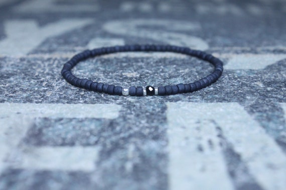 Black Tourmaline Bracelet, Mens Jewelry, Minimalist Bracelet, Gifts for Men, Anniversary, Birthday Gift, October birthstone Boyfriend Gift