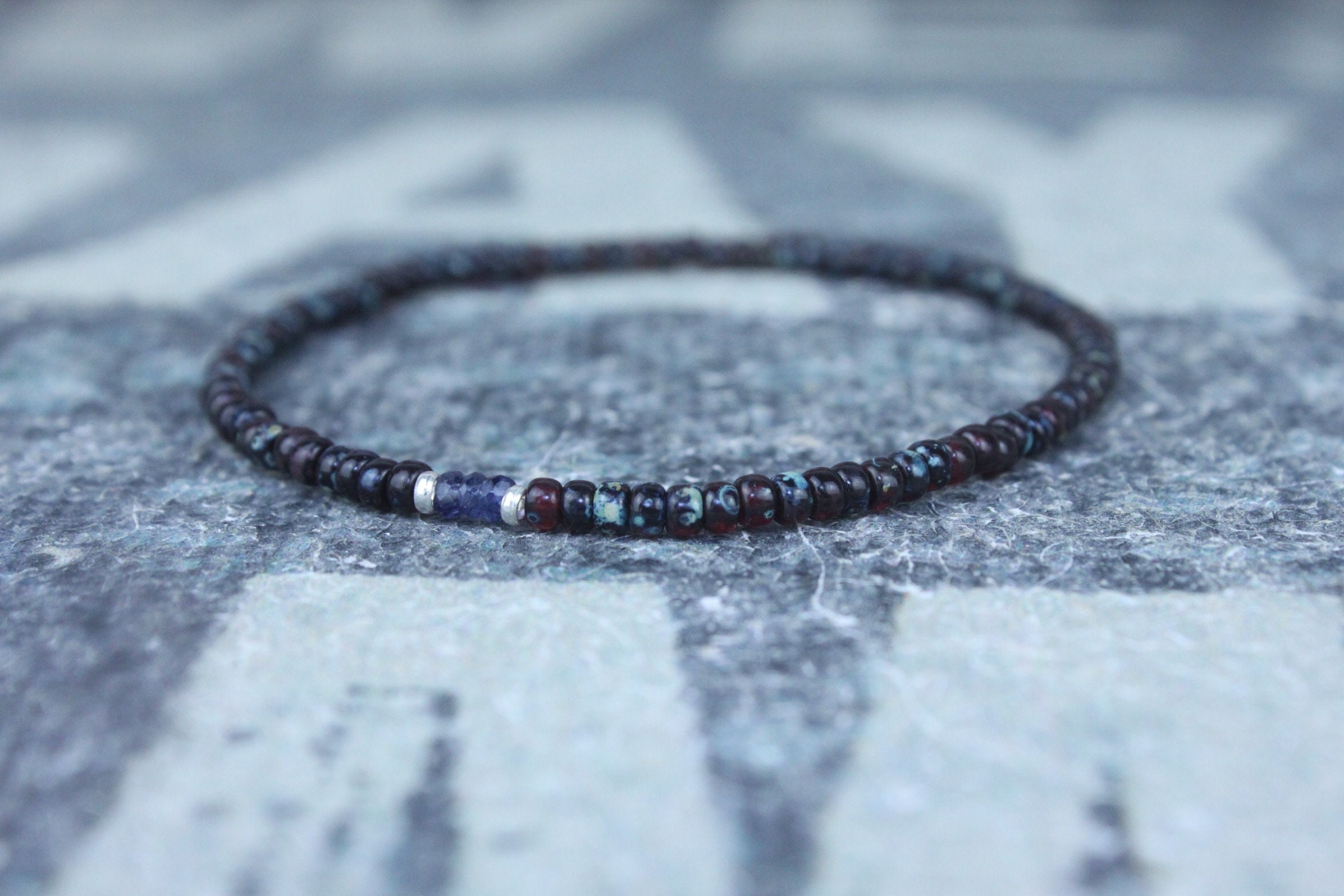Blue Sapphire Bracelet for Men Precious Stone Jewelry Gift for Men