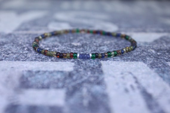 Blue Sapphire Bracelet, Mens Bracelet, Mens Jewelry, Mens Gift, September birthstone, Boyfriend gift, Husband Gift, Mens Beaded Bracelet S1