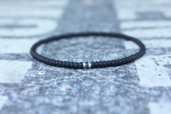 Grey Sapphire Bracelet, Mens Bracelet, Mens Jewelry, Mens Gift, September birthstone, Boyfriend gift, Husband Gift, Mens Beaded Bracelet