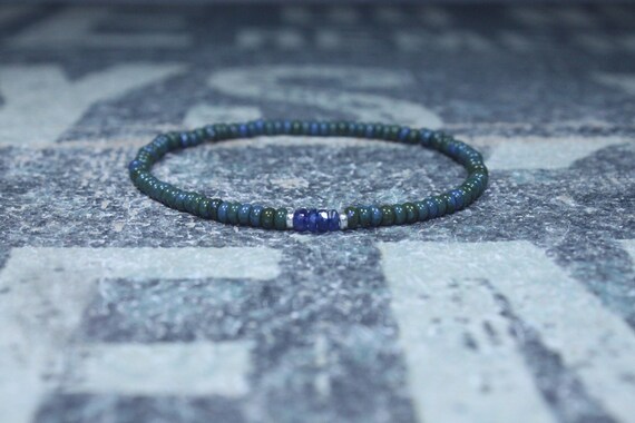 Blue Sapphire Bracelet, Mens Bracelet, Mens Jewelry, Mens Gift, September birthstone, Boyfriend gift, Husband Gift, Mens Beaded Bracelet S1