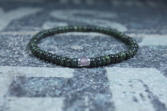 Mens rose quartz bracelet - Mens love enhancer - Healing jewelry - Sead Bead men, Mens gift for him Husband Gift , Mens Seed Bead