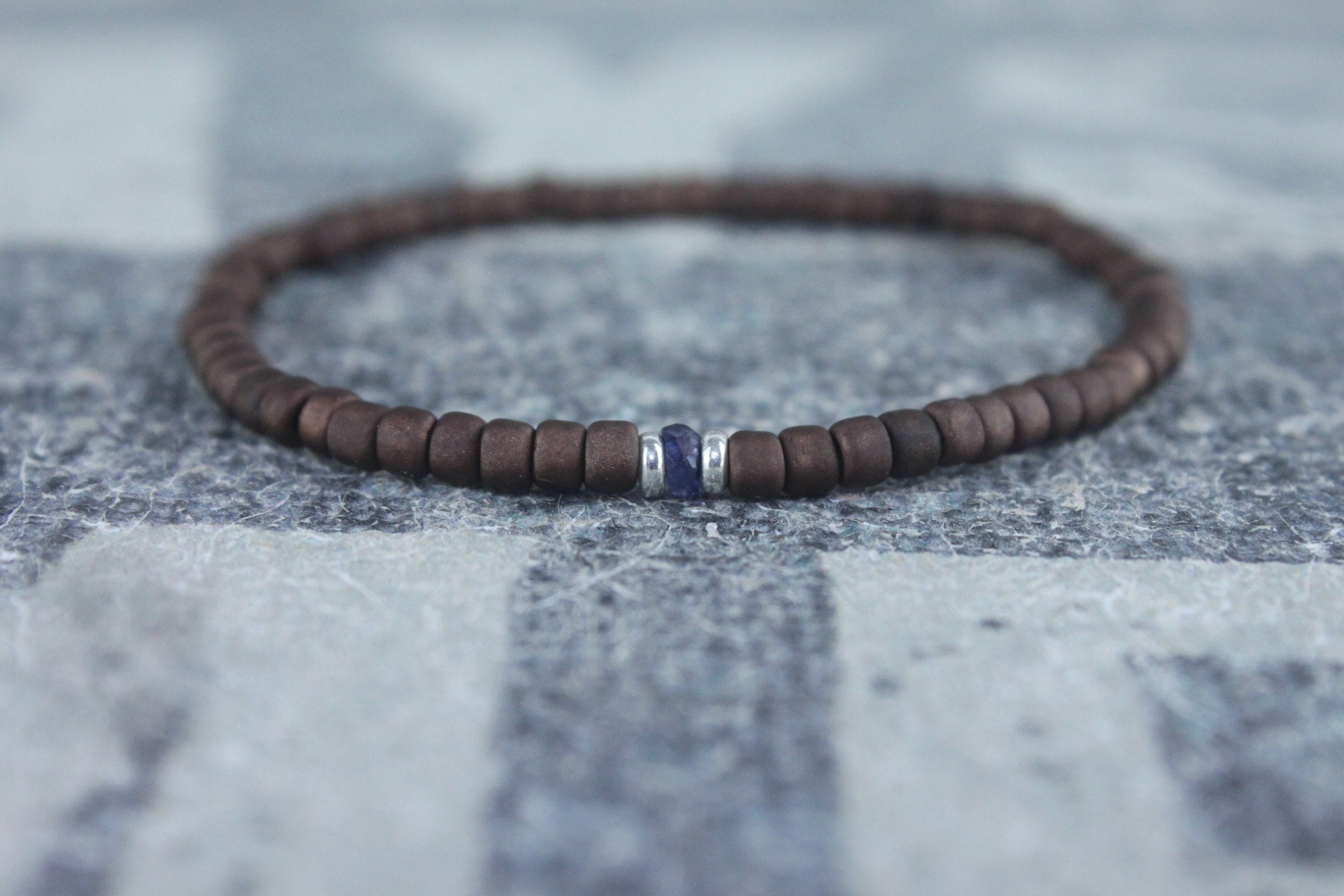 Blue Sapphire Bracelet, Mens Bracelet, Mens Jewelry, Mens Gift, September birthstone, Boyfriend
