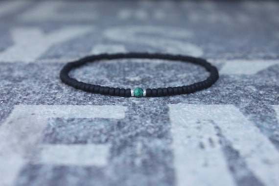 Malachite Bracelet, Mens Bracelet, Mens Beaded Bracelet, Minimalist Jewelry, Mens Gift, Gift for Him, Bead Bracelet, Green Bracelet Men
