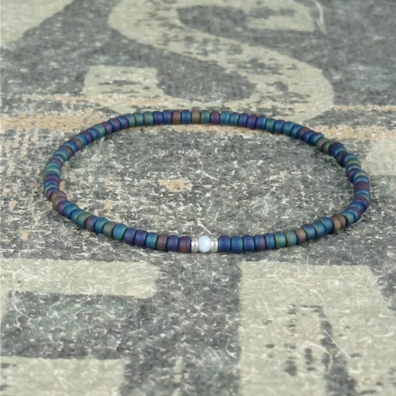 Owyhee Opal Bracelet, Mens Beaded Jewelry, Thai Silver