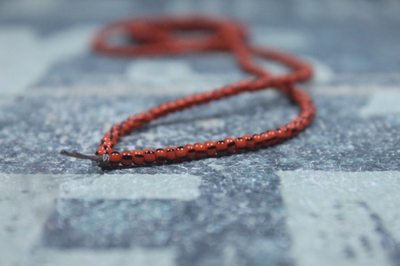 Mens Necklace, Small beaded Necklace, Long Orange Necklace for Men, Minimalist necklace for men, No Clasp Necklace, Bead Necklace, Mens Gift