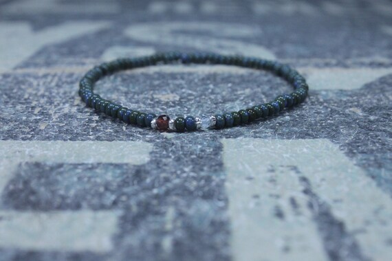 Garnet Bracelet, Mens Aquamarine Bracelet, Mens Bead Bracelet, Minimalist Mens Gift, Gift for Him, Beaded Bracelet, Bracelet Men, Bracelet
