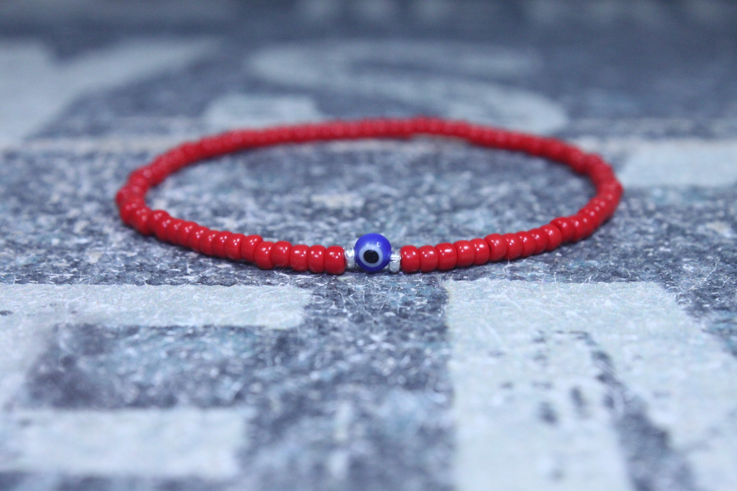 Red bracelet men Mens Beaded Bracelet Anniversary Gift Evil Eye