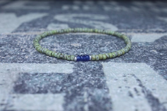 Blue Sapphire Bracelet for Men Precious Stone Jewelry Gift for Men Genuine Sapphire Bracelet Natural Sapphire Anniversary Gift for Him S1