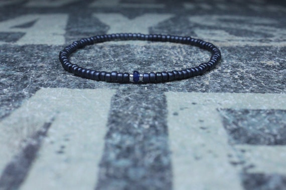 Blue Sapphire Bracelet, Mens Bracelet, Mens Jewelry, Mens Gift, September birthstone, Boyfriend gift, Husband Gift, Mens Beaded Bracelet