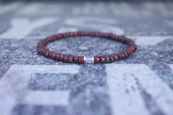 Mens rose quartz bracelet - Mens love enhancer - Healing jewelry - Sead Bead men, Mens gift for him Husband Gift , Mens Seed Bead