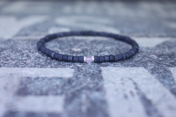 Mens rose quartz bracelet - Mens love enhancer - Healing jewelry - Sead Bead men, Mens gift for him Husband Gift , Mens Seed Bead