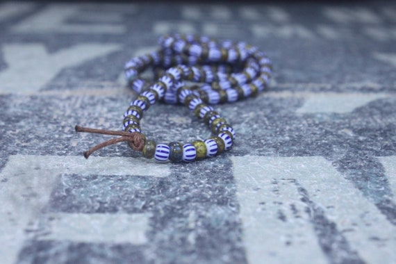 Mens Blue Necklace, Mens Beaded Necklace, Long Necklace for Men, Metal Free Necklace without Clasp, Blue Necklace, Bead Necklace, Mens Gift