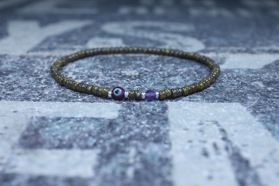 Amethyst Bracelet, Evil Eye Bracelet, Mens bracelet, Mens Gifts, Birthday Gift for Men, Gemstone Bracelet, Birthstone bracelet, Bracelet Men