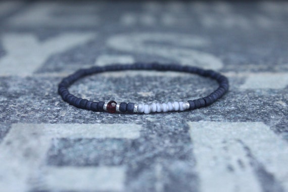 Garnet Bracelet, Mens Bracelet, Mens Beaded Bracelet, Minimalist Jewelry, Mens Gift, Gift for Him, Beaded Bracelet, Bracelet Men, Bracelet
