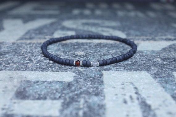 Mens rose quartz bracelet, Garnet bracelet men - Mens love enhancer - Healing jewelry - Sead Bead men, Mens gift for him Husband Gift men