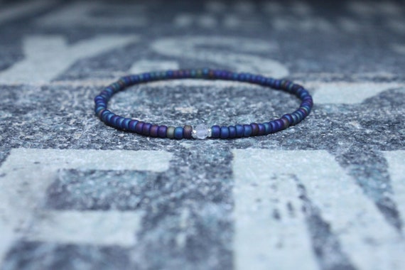 Clear Quartz Bracelet for men, Mens Clear Quartz, Gift Boyfriend, Quartz Men Bracelet Gift, Men Bead Bracelet, Husband Gift , Mens Seed Bead