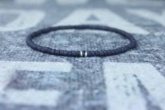 Grey Sapphire Bracelet, Mens Bracelet, Mens Jewelry, Mens Gift, September birthstone, Boyfriend gift, Husband Gift, Mens Beaded Bracelet