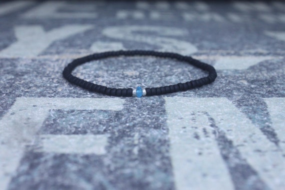 Gift for Men, Swiss Blue Topaz Mens Bracelet, Birthday Gift, Mens Birthstone, Gemstone bracelet, Minimalist Bracelet, Beaded Bracelet