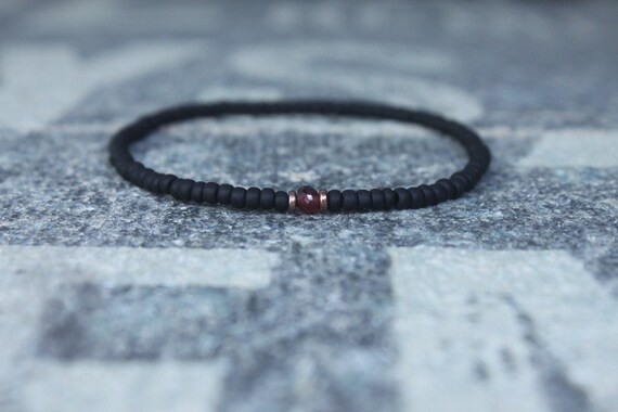 Garnet Bracelet, Mens Bracelet, Mens Beaded Bracelet, Minimalist Jewelry, Men Gift, Gift Him, Beaded Bracelet, Bracelet Men, Bracelet