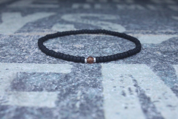 Orange Garnet Bracelet, Mens Bracelet, Mens Beaded Bracelet, Minimalist Jewelry, Men Gift, Gift Him, Beaded Bracelet, Bracelet Men, Bracelet