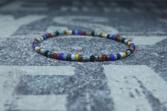 Colorful Beaded Bracelet Men, Mens Bracelet Multicolor, Colorful Minimalist Bracelet for men, Rainbow Beaded Bracelet, Chakra bracelet men
