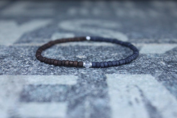 Clear Quartz Bracelet for men, Mens Clear Quartz, Gift Boyfriend, Quartz Men Bracelet Gift, Men Bead Bracelet, Husband Gift , Mens Seed Bead