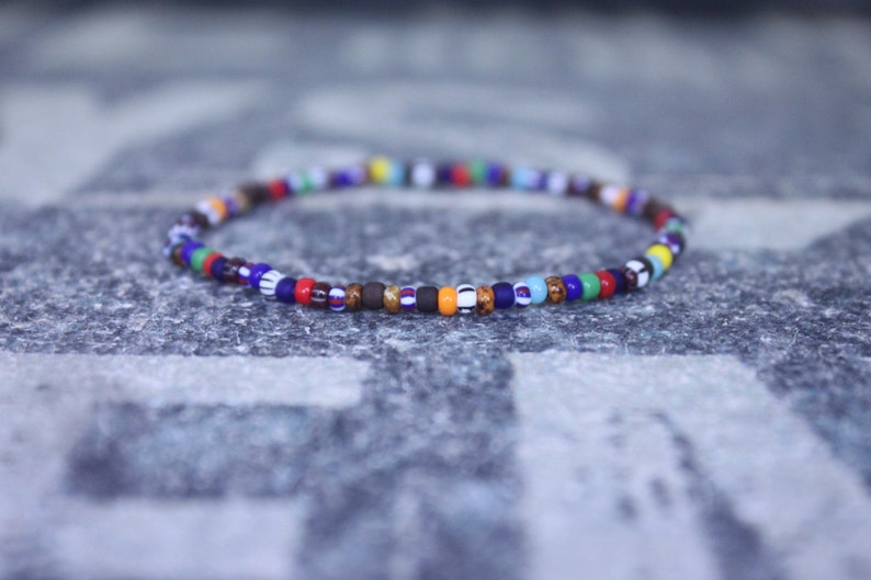 Mens Multicolor beaded bracelet men, Mens Beaded Bracelet, Mens Minimalist Bracelet, Mens Jewelry, Beaded Bracelet, striped bracelet image 4