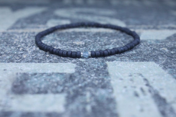 Aquamarine Bracelet, Mens Beaded Bracelet, Aquamarine Husband Gift, Boyfriend Gift, Couples Bracelet, Mens Bracelet with Aquamarine