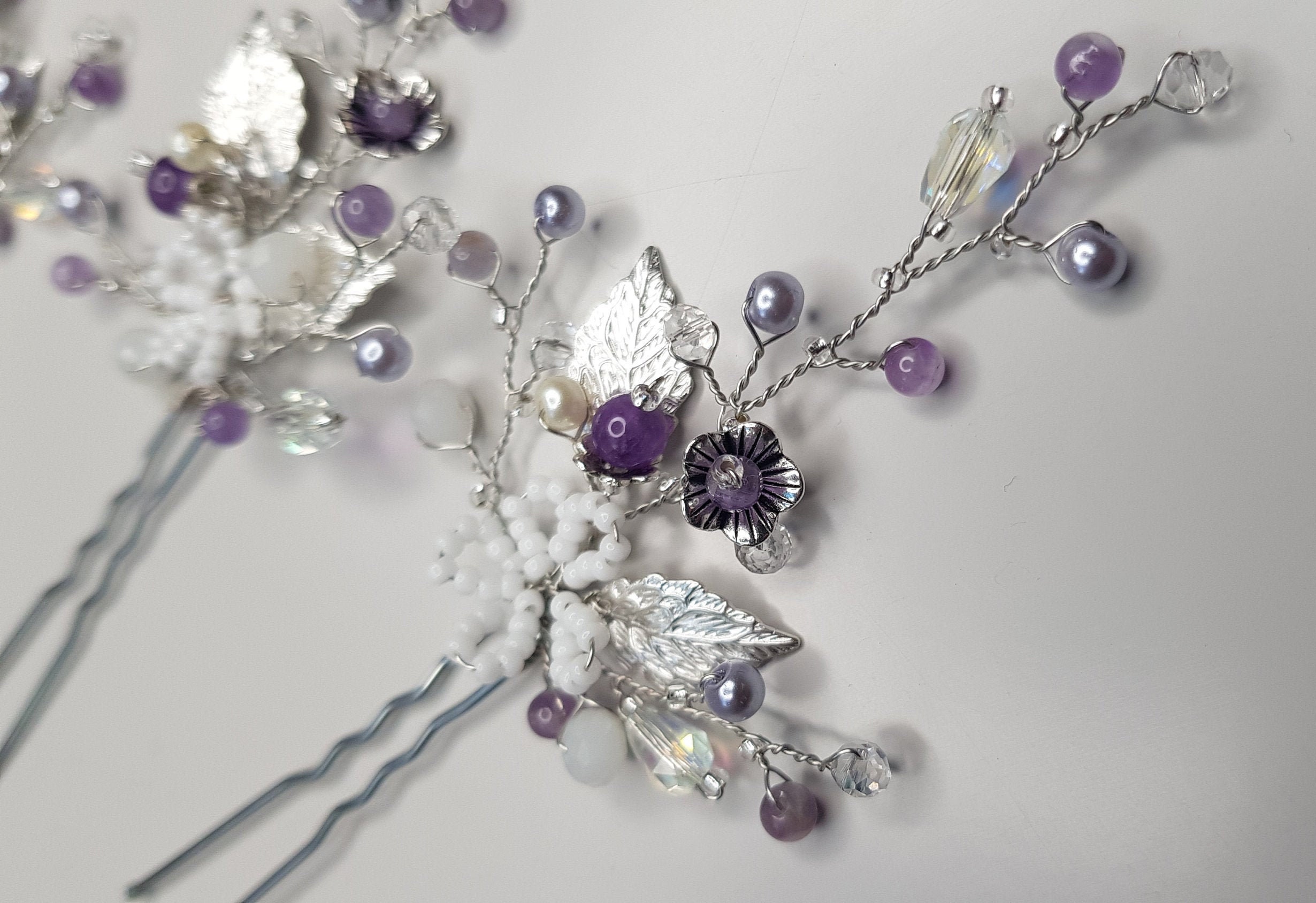 Amethyst Hair Pin Purple Hair Pins Bridal Hair Pin Boho Etsy