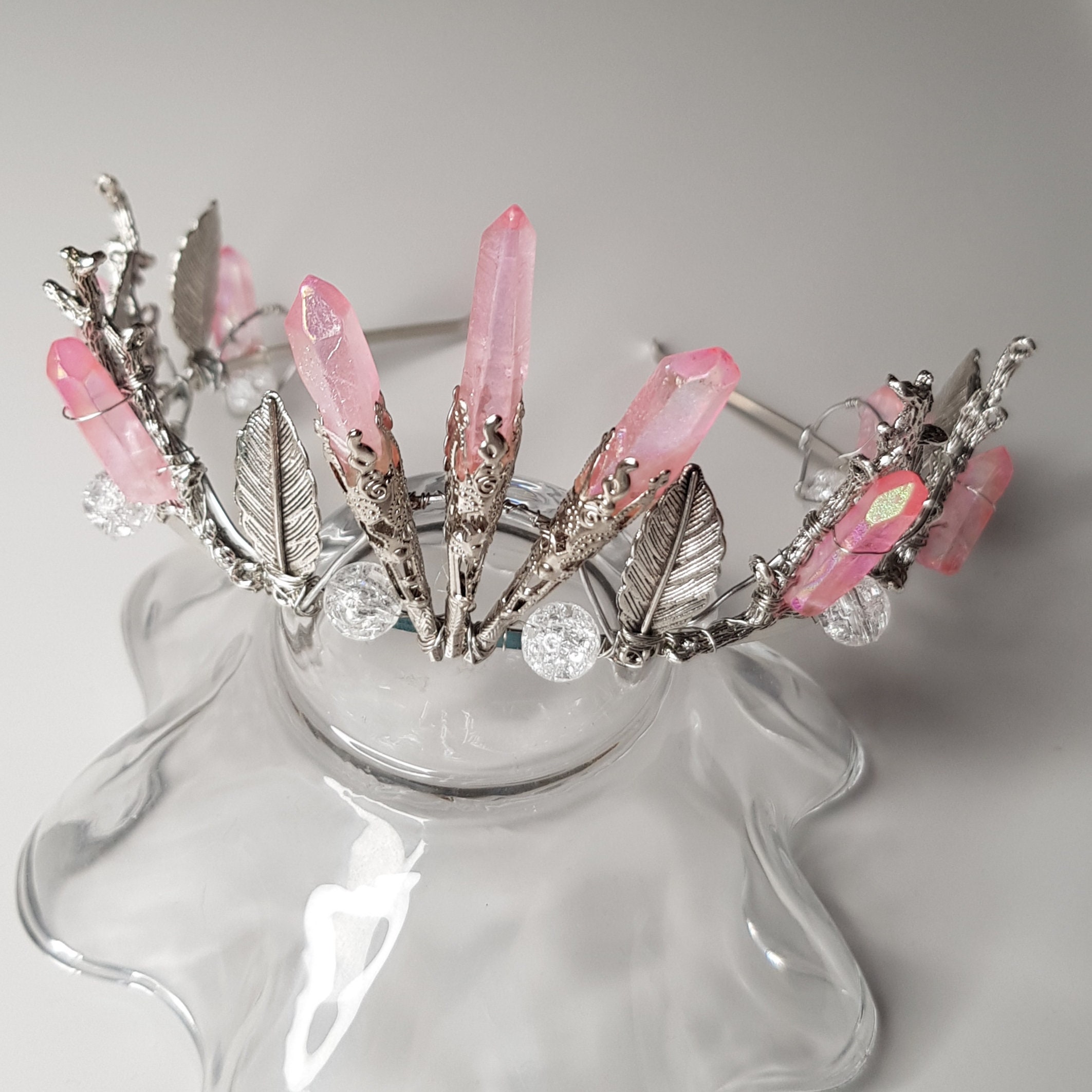 Rose Quartz and silver branch crown Silver Branch Tiara Etsy