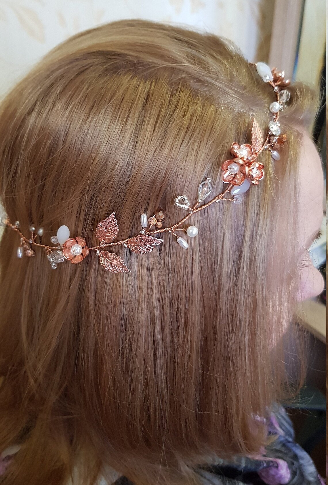 Rose Gold Hair piece Rose Gold Hair Vine Wedding Vine Rose | Etsy